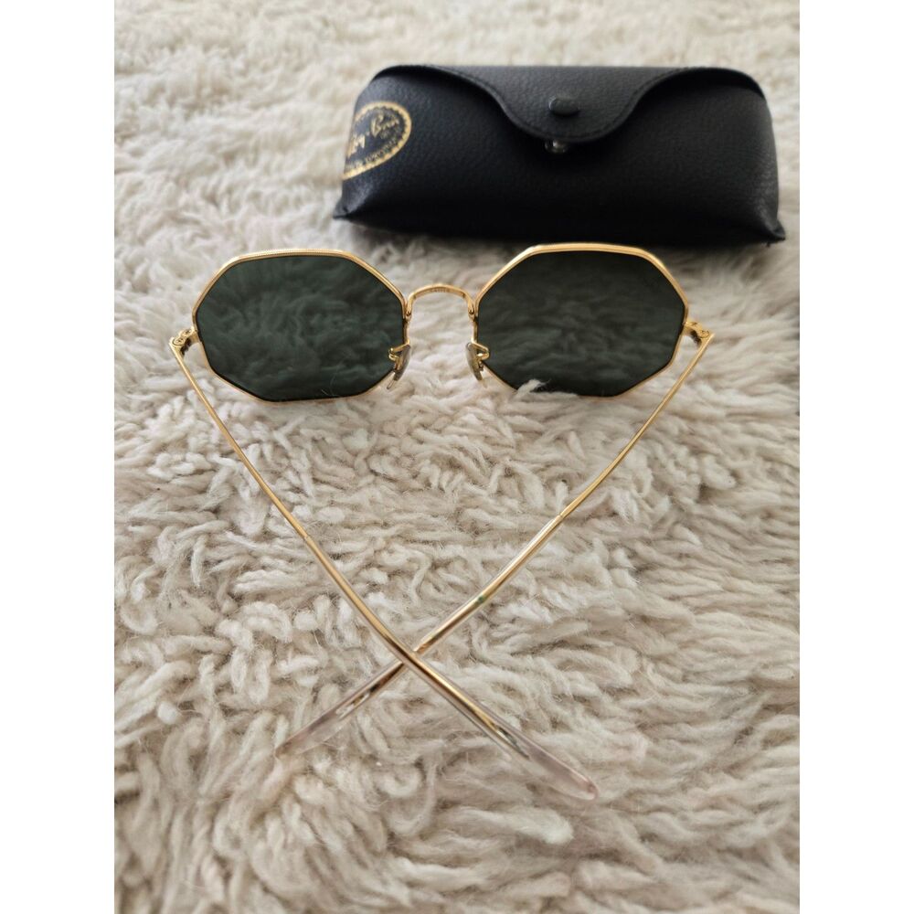 Ray-Ban Gold Octagonal Sunglasses w/ Case